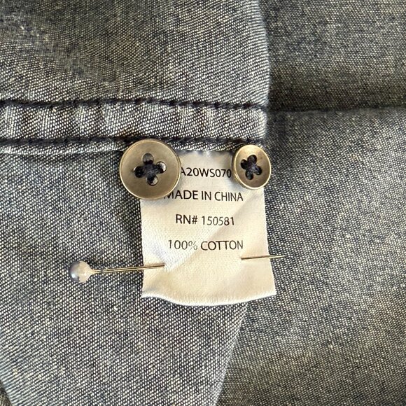 Flag & Anthem 100% Cotton Pre Washed Pre Faded Denim Long Sleeve Button Down - Picture 7 of 9